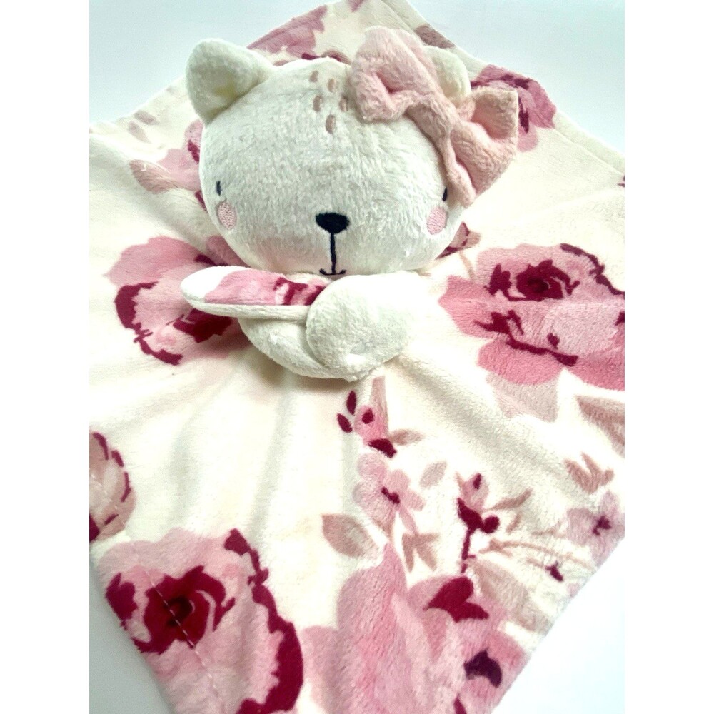 Gerber Modern Moments Baby Lovey Blanket Cat Pink Bow Flowers Floral Security